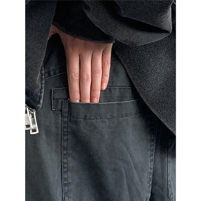 Vintage Streetwear Multi Pocket Cargo Pants Unisex Loose Straight Fit High Quality Trendy Japanese Style Trousers For Men Women