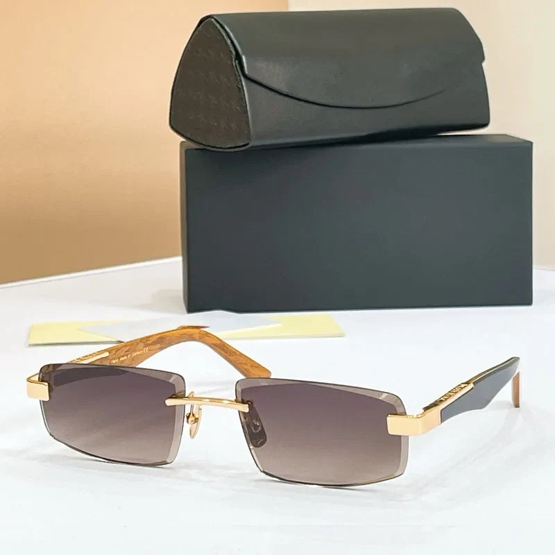 High Quality THE ARTIST II Rectangle Rimless Sunglasses Gradient Germany Design UV400 for Men Women Classcical Vintage Glasses