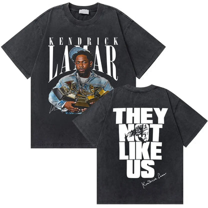 Washed Vintage Rapper Kendrick Lamar Good Kid Money Trees T-shirts Men Hip Hop Retro Oversized Tshirt Male Fashion Trend T Shirt