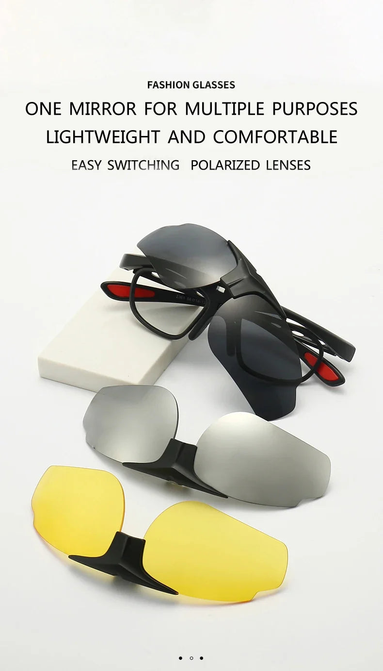Cycling 4 In 1 Sets Polarized Clip On Sun Glasses Eyeglasses TR90 Magnetic Sunglasses Men Glasses Frame UV400 Anti-Glare