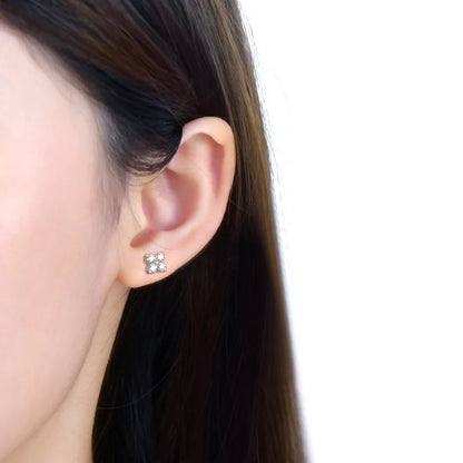 Four Leaf Lucky Clover 0.8cttw 3mm Full D Color Moissanite Drop Earrings for Women S925 Silver Pass Diamond Test Ear Stud