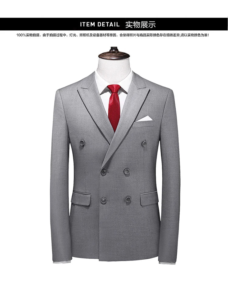 2025 Brand Fashion Men Double Breasted Tuxedo Business Suit/Male Slim Fit  Korean Casual Clothing/Men's Casual Jacket Blazers