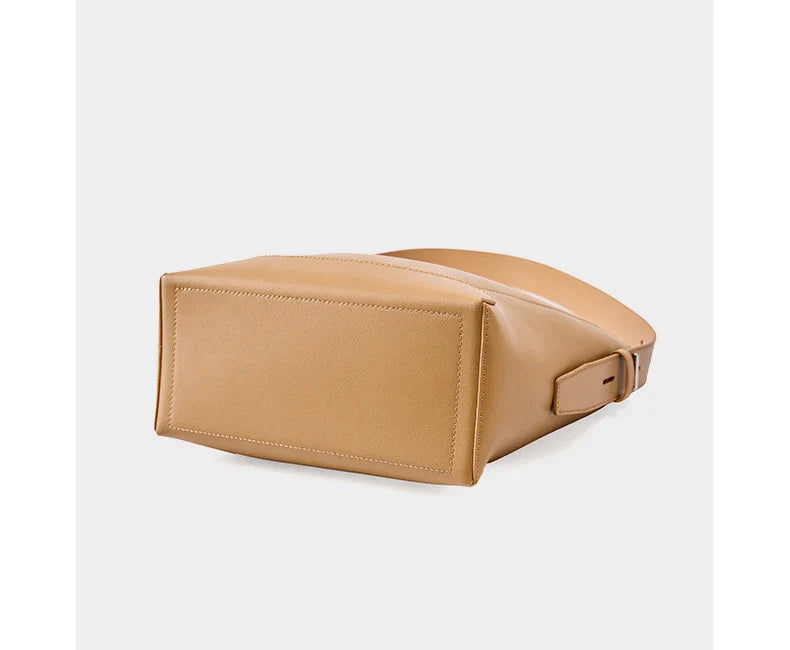 Ladies' Split Leather Bucket Shoulder Bags Female Commute Shopping Messenger Bags Adjustable Shoulder Strap Women Casual Handbag