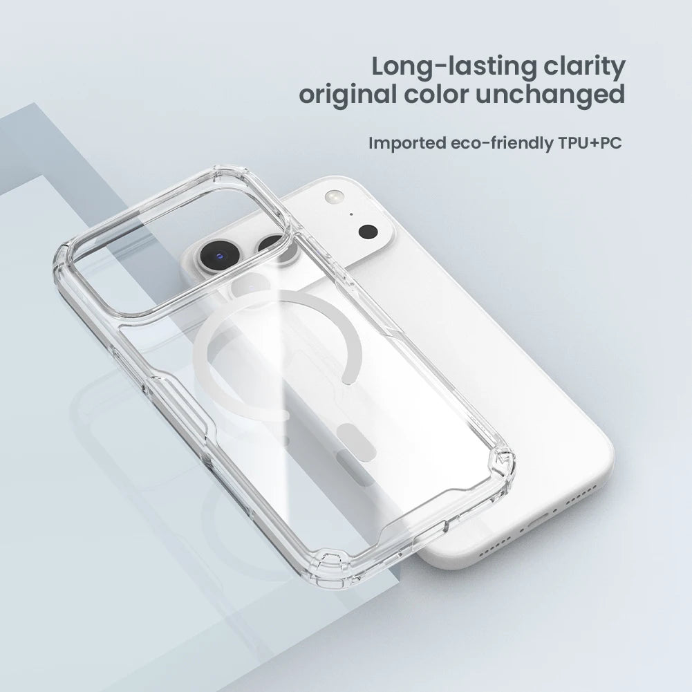 For iPhone 17 Pro Max 17 Air iPhone 16 Pro Max 16 Plus 17Pro Nature Pro Magnetic Transparent TPU Frame Cover Phone Case