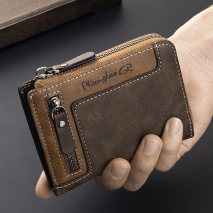 Customized Photo Men Retro Short Wallet Engraved Picture Zipper PU Leather Coin Purse High Quality Credit Card Holder Ideal Gift
