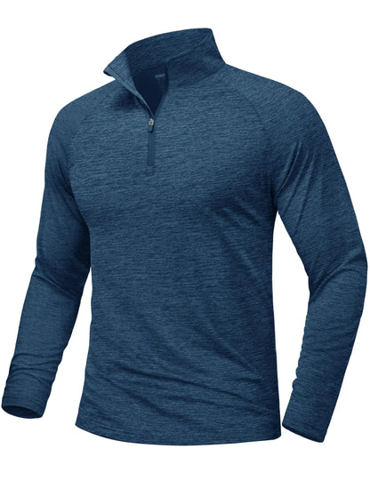 Mens Sun Protection UPF 50+ Long Sleeve Shirt Quarter Zip Pullover Quick Dry Lightweight Fishing Running Rash Guard