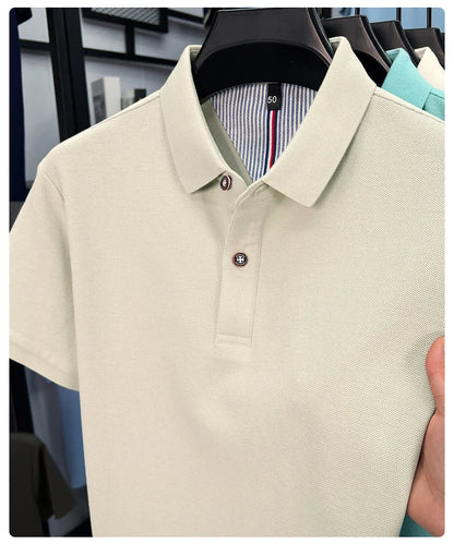 100% cotton short sleeve polo shirt comfortable lightweight high-end brand fashionable simple summer men's casual lapel T-shirt