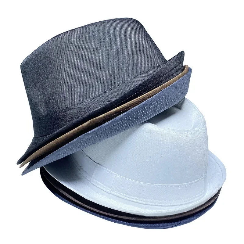 Summer Solid Bright Color Sun Hat British Jazz Hat Top Hat Men's Top Hat Winter Middle-aged and Elderly Jazz Warm Hat Fedora Hat