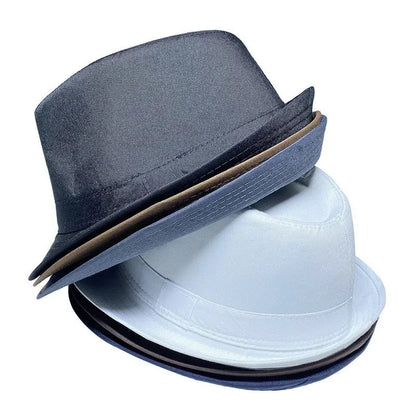 Summer Solid Bright Color Sun Hat British Jazz Hat Top Hat Men's Top Hat Winter Middle-aged and Elderly Jazz Warm Hat Fedora Hat