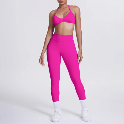 Women 2pcs Patchwork Sport Yoga Suit Training Sleeveless Sport Gym Tops Tummy Control Slimming Booty Leggings Yoga Suit Sports