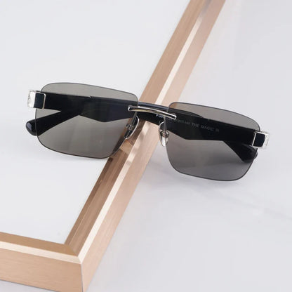 Luxury Rimless Sunglasses Irregular Square Alloy Acetate High Street Men Women Handmade in Germany UV400 THE MAGIC III with Case
