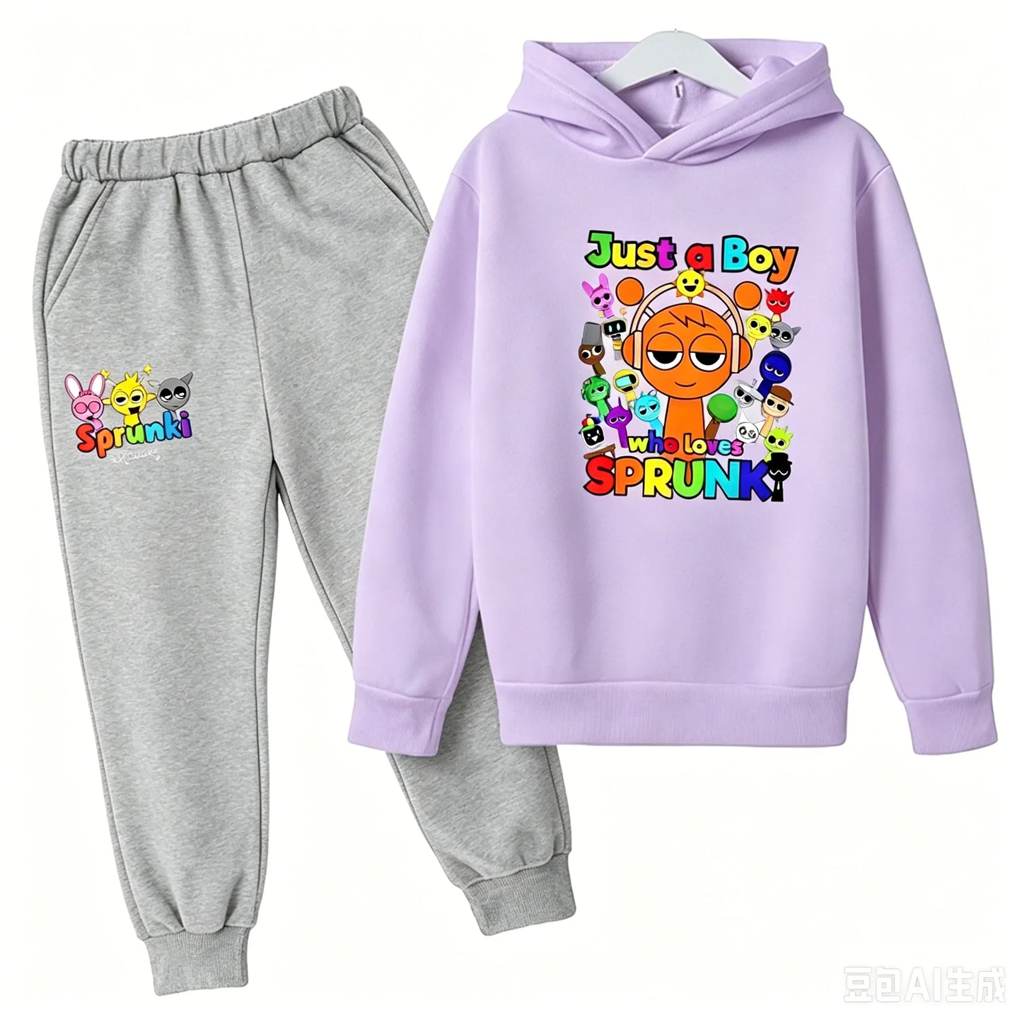Sprunki Kids Clothes Hoodie+pants Age 2-12 Boy Girl Incredibox Anime Figures Sweatshirt Spring Autumn Pullover for Children Sets