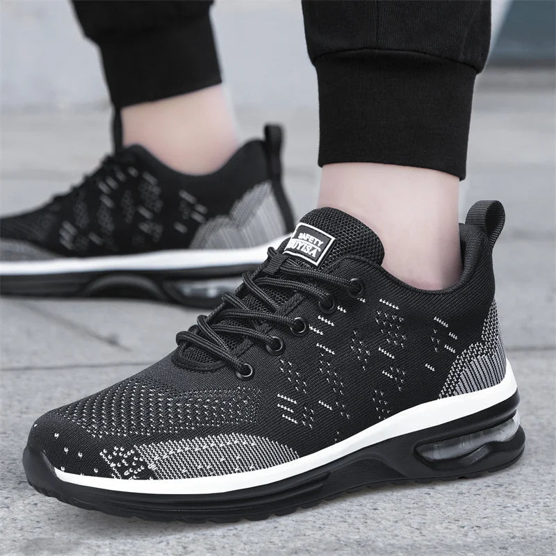 Breathable Men Work Safety Shoes Steel Toe Cap Air Cushion Working Boots Construction Indestructible Work Sneakers Men Shoes