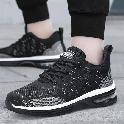 Breathable Men Work Safety Shoes Steel Toe Cap Air Cushion Working Boots Construction Indestructible Work Sneakers Men Shoes