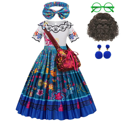 Girls Encanto Costume Charm Princess Dress Suit Kids Cosplay Mirabel Carnival Isabela Birthday Party Christmas Clothing