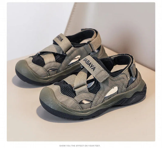 2026 Summer New Breathable Children Sandals Closed Heel Mesh Casual Sports Shoes Cool Boys Sandals For Outdoor Leisure