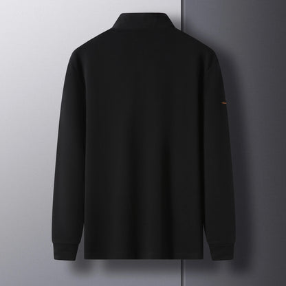 High end 100% cotton brand long sleeve T-shirt men's standing collar autumn fashionable embroidery Paul casual sports polo shirt