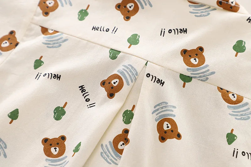 Summer Baby Boys Clothes Suit Children Casual Cartoon Bear Tie Shirt Shorts 2Pcs/Sets Kids Outfits Toddler Costume Clothing 1-5y