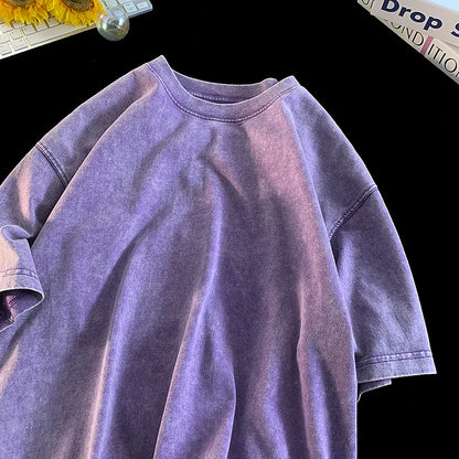 S-5XL Washed Vintage Men Women T-Shirts Street Hip Hop Retro T Shirt Harajuku Casual Cotton Short Sleeve Acid Wash TShirts Tops