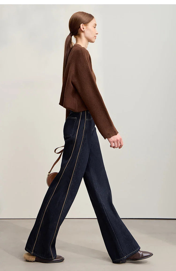 Jeans Pants For Woman 2025 Winter New Cotton Warm Medium And Low Waist Pants Wide Leg Loose Denim Trousers Women 12544157