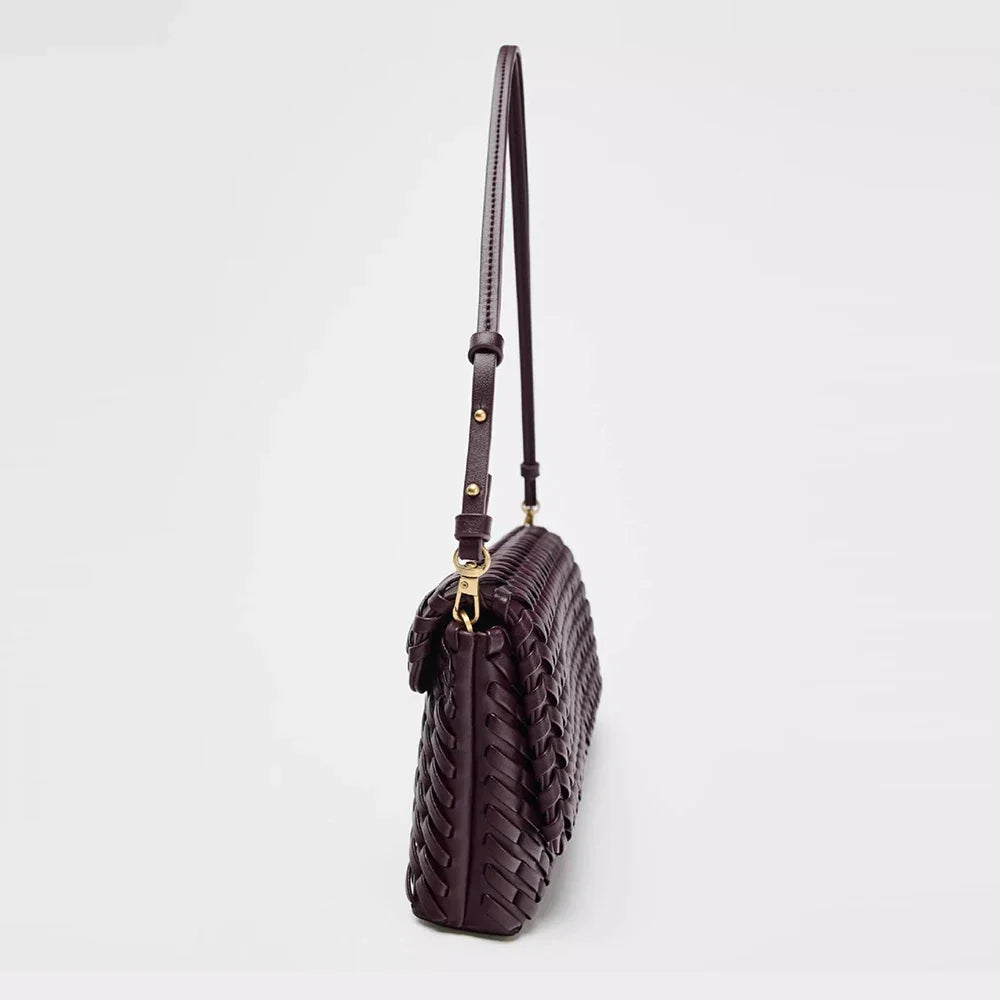 Luxury Woven Women's Bag Fashion PU Leather Shoulder Bags for Women Cover Flap Envelope Crossbody Bag Designer Bags Clutch Purse