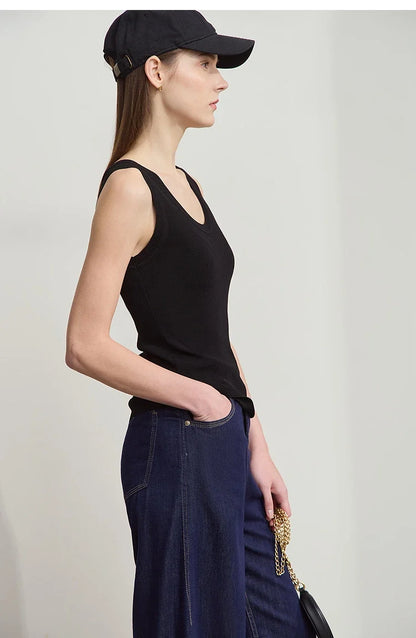 Minimalist Summer New Camisole Women 2025 Solid U-neck Sleeveless Casual Tops Woman Fashion Office Lady Clothing 12542214
