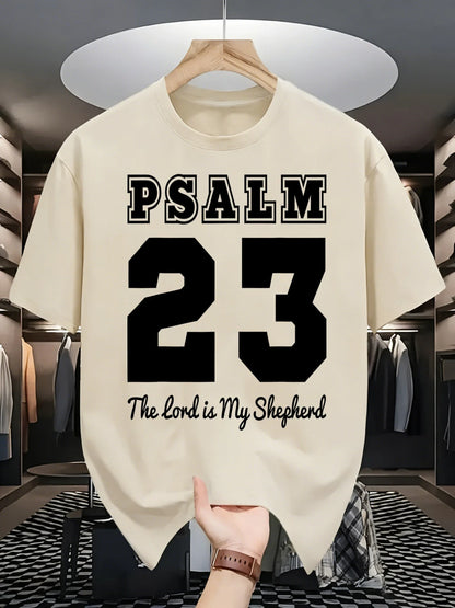 Psalm Number 23 Printing T-Shirt Men Cotton Crewneck T Shirts Summer Loose Basics Clothing Fashion Unisex Retro Short Sleeve