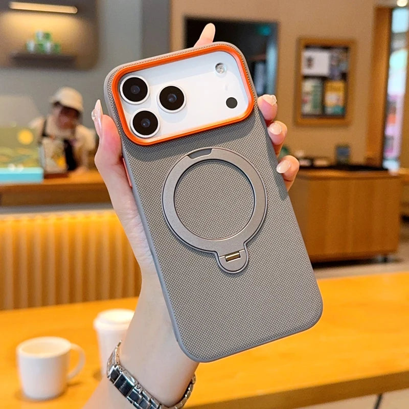 funda For iPhone Air Case ELVEV Magnetic Luxury PU Leather Anti-fall with Rotatable Ring Stand Cover for iphone17 pro max كفر