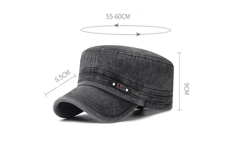New Washed Hat Made Old Cotton Flat Top Autumn And Winter Peaked Hat Outdoor Breathable Faded Visor Hat Men