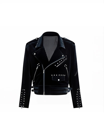 Spring Autumn Cool Short Soft Velvet Moto & Biker Jacket Men Zipper Elegant Chic Stylish Luxury Designer Emo Clothes