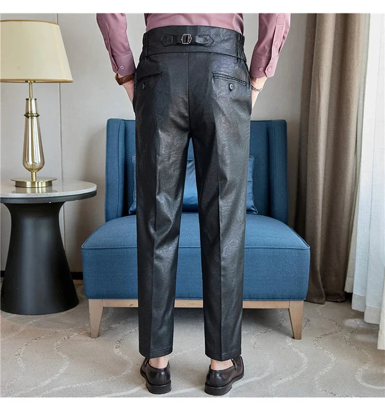 High-end Fashion Glossy Jacquard Design High Waisted Trousers Neapolitan Draped Casual Business Formal Office Social Suit Pants