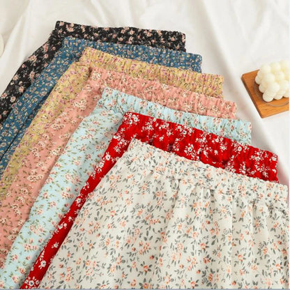 Women Chiffon Midi Skirt Korean Fashion Floral Loose Skirts High Waist Female Casual All Match A Line Skirts Summer New