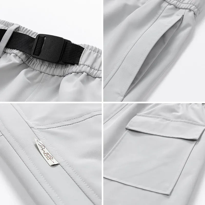 Men Waterproof Pant Autumn With Belt Hiking Trousers Breathable Mountaineering Pant Multi-pocket Camping Fishing Sport Trousers