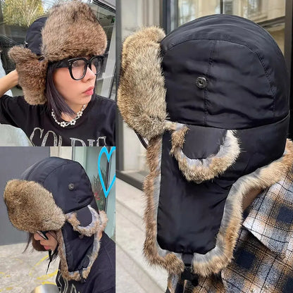 Men Women Russian Hat Trapper Bomber Hats Winter Thermal Male Caps Hat Faux Earflap Ski Lei Feng Snow Caps Outdoor Ushanka Y1D0