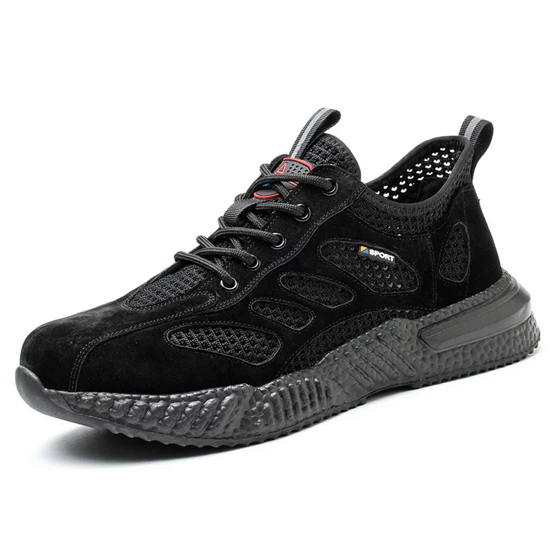 light summer work shoes breathable mesh safety shoes for woman comfortable work sneakers for men steel toe work safety boots