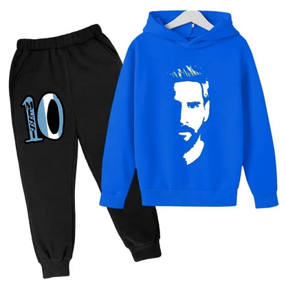 Spring Autumn Children's Hoodie Set Messi Avatar Printed Sportswear Hoodie Pants Suit 2-piece Set Boy Girl Kid Clothes Tracksuit
