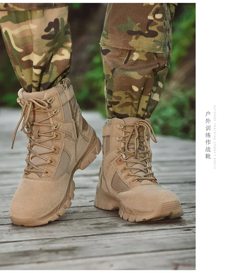 New Men Tactical Boots Ankle Waterproof Desert Hunting Hiking Shoe Unisex Lace Up Male Army Boot Brand Motorcycle Climbing Shoes