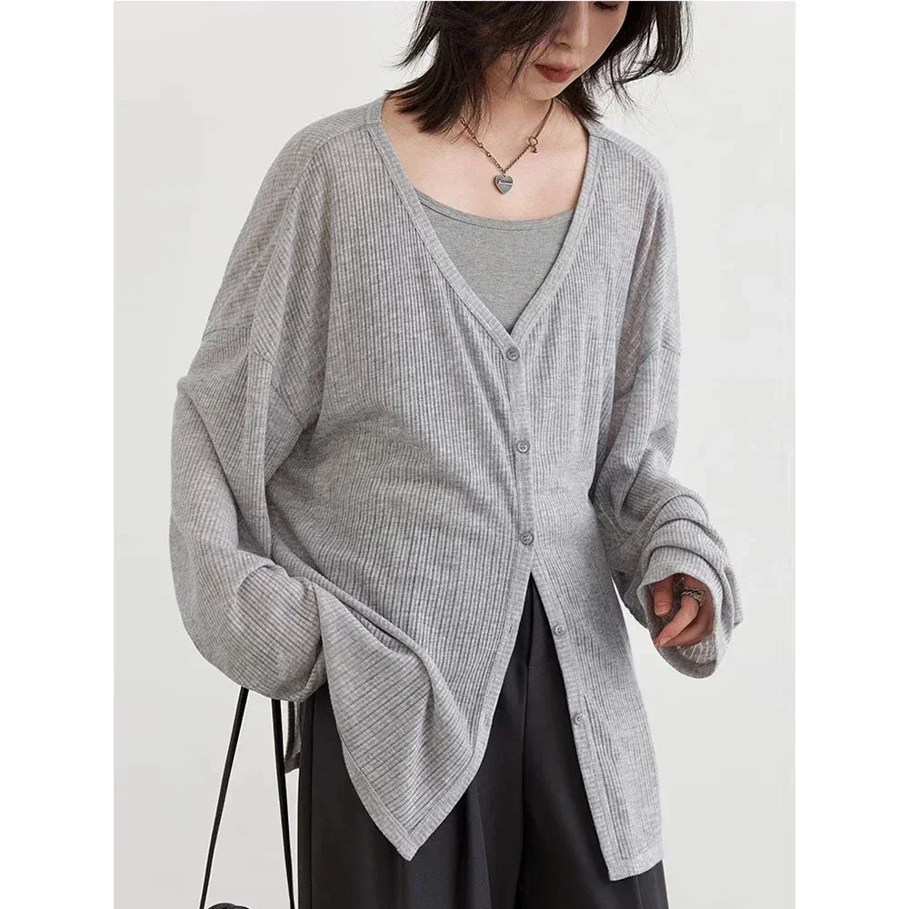 Women's Cardigan New V-neck Long Sleeved Female Shirt Female Jumpers Sun Protection Woman Top Spring Summer 2026