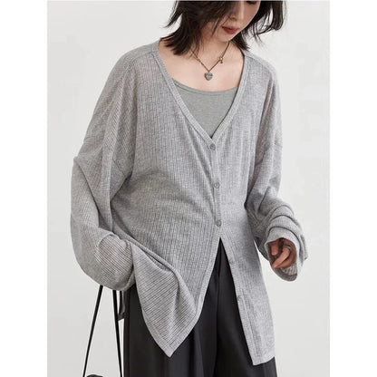 Women's Cardigan New V-neck Long Sleeved Female Shirt Female Jumpers Sun Protection Woman Top Spring Summer 2026