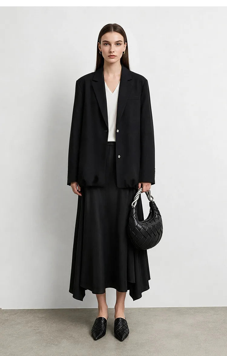 Women Blazer 2026 Autumn New Sharp Commuter Jackets Notched Lapel Metal Buttons Minimalism Women Outerwear Coats 12643012