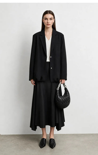 Women Blazer 2026 Autumn New Sharp Commuter Jackets Notched Lapel Metal Buttons Minimalism Women Outerwear Coats 12643012