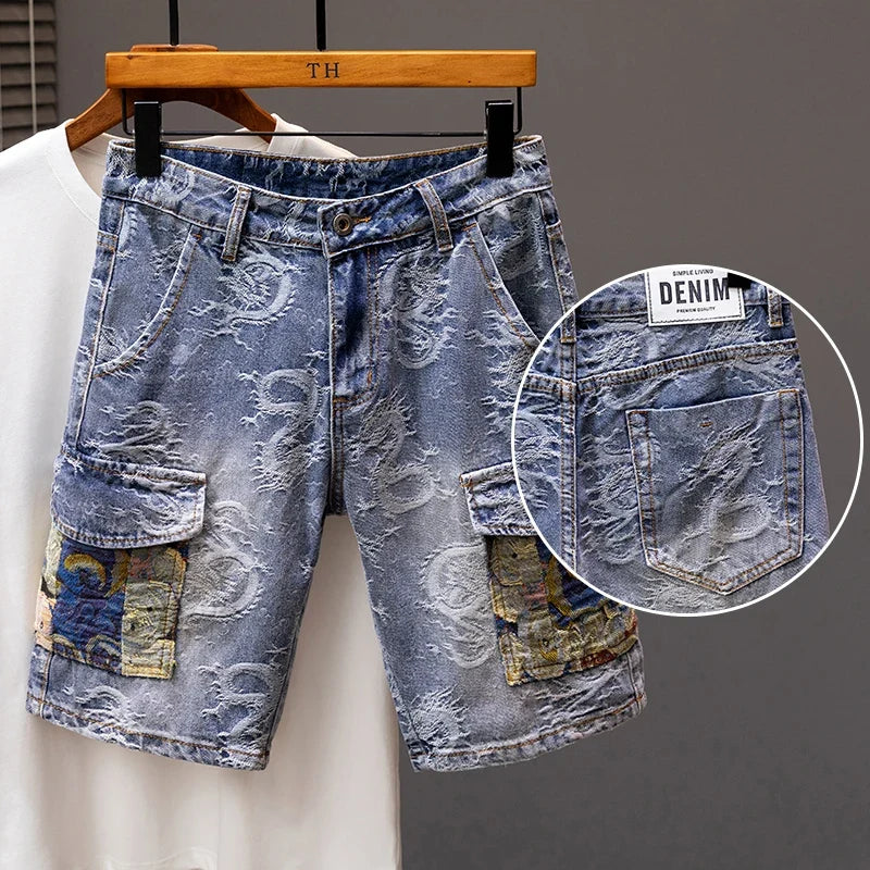 Printed Men's Clothing Denim Shorts Men Summer New Fashion Bermuda Jeans Street Wear Straight Personality Male Short Pants