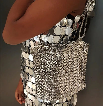 Designer Aesthetic Bags Women's Bag Handbag Hand Woven Metal Chain Tote Bag Clutch Luxury Trend Travel Holiday Shoulder Bag