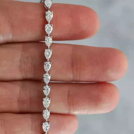 Bracelets de tennis en moissanite et diamants taille poire 3*5mm avec certificats, en argent sterling 925, forme goutte d'eau, pour femmes et hommes