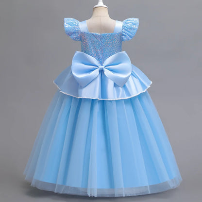 Deluxe Elegant Cinderella Princess Ball Gown Fancy Birthday Cinderella Party Dress Vestidos Costume Play Carnival Apparel