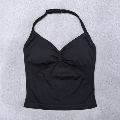 Seamless Yoga Set Women 2Pcs Padded Halter Tank Top Scrunch Butt Lifting Gym Leggings Set Woman Sportswear Workout Clothes