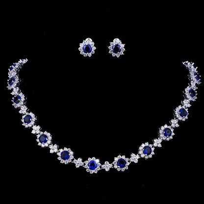 Classic Hot Sale 5 Colors Options High Quality Round Zirconia Jewelry Sets for Elegant Women Wedding Dress Accessories