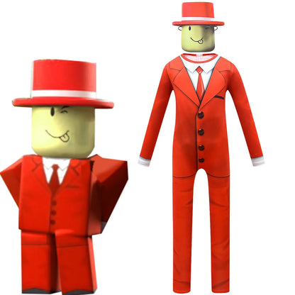 New Pocket Devs VR Game Costume Kids Boys Red Suit Man Cosplay Long Shirt Pants Jumpsuit Mask Birthday Halloween Party Costume