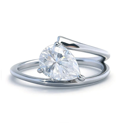 GRA Certified D VVS1 Pear Cut Moissanite Rings for Women 6x8mm Lab Diamond S925 Sterling Sliver Wedding Engagement Ring