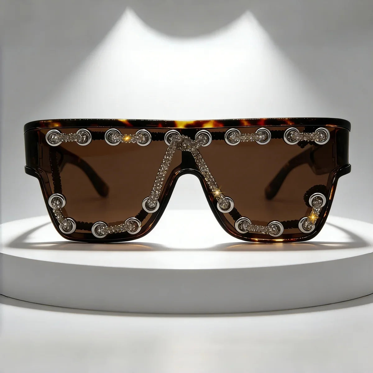 Y2K Oversized Square Sunglasses for Women Men Bling Rhinestone Decor Streewear Punk Statement Eyewear Trendy Fashion Shades